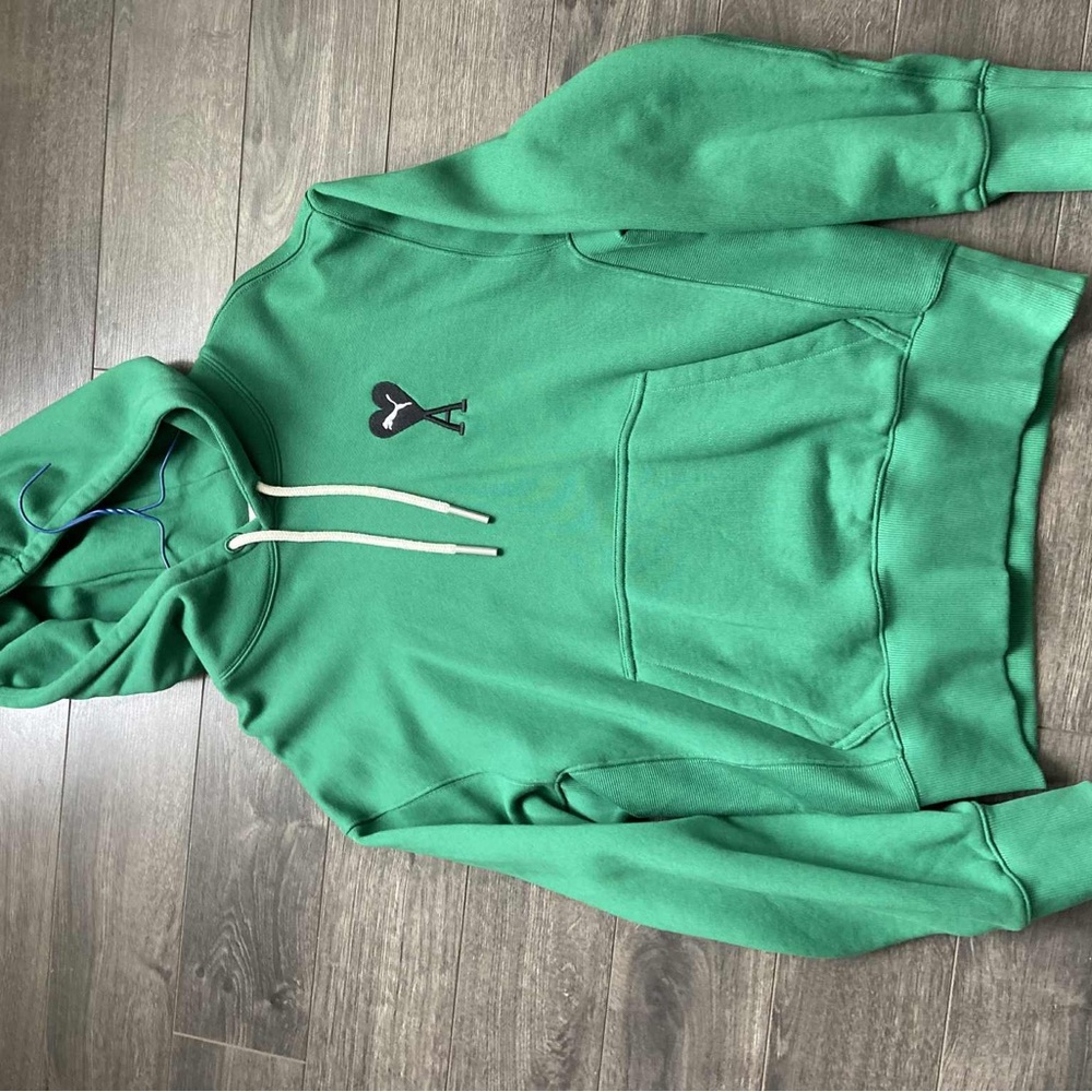 Ami Alexandre Mattiussi Emerald Hoodie with Heart Logo